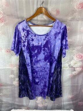 Purple Tie-Dye Short Sleeve Women's Top